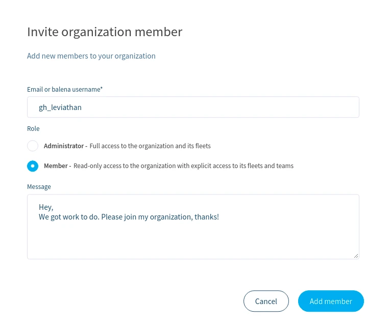 Invite Organization Member Modal