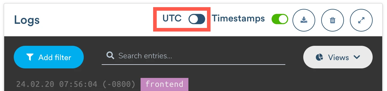 Change the logs to use UTC timezone