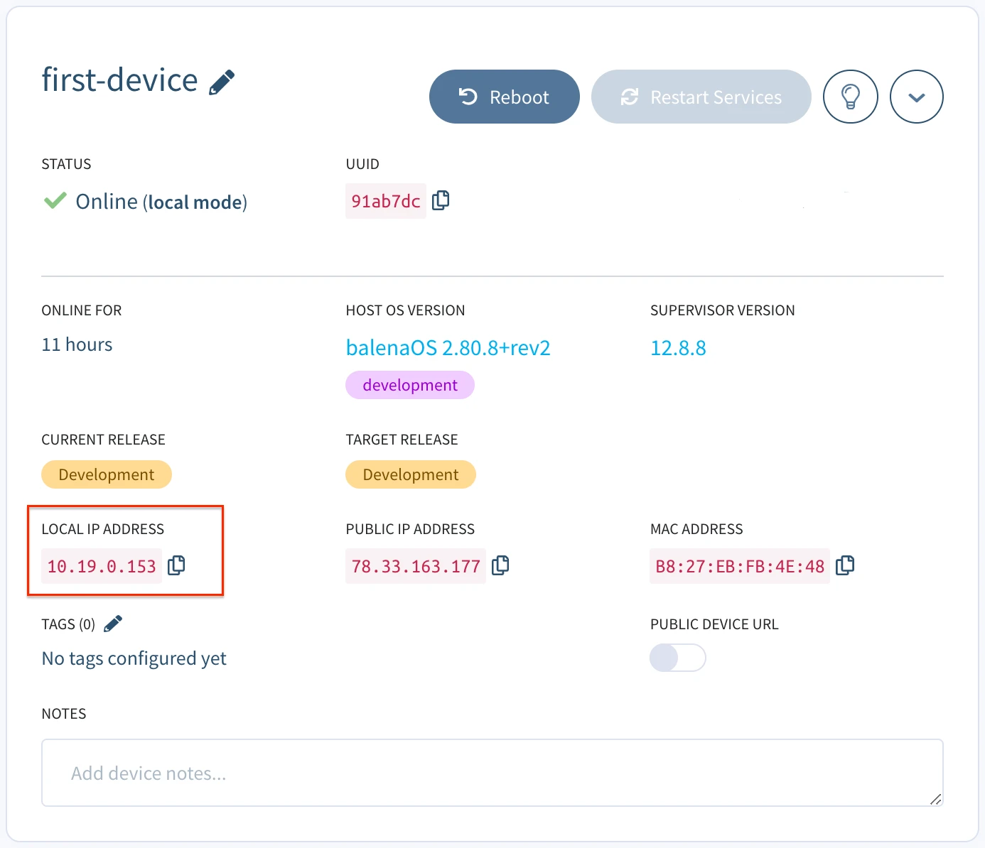 Local IP address