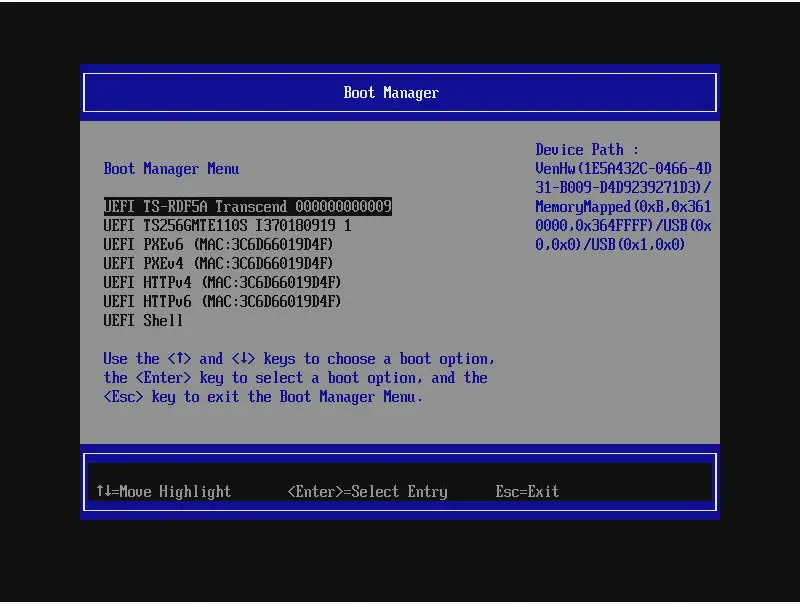 Orin UEFI boot manager